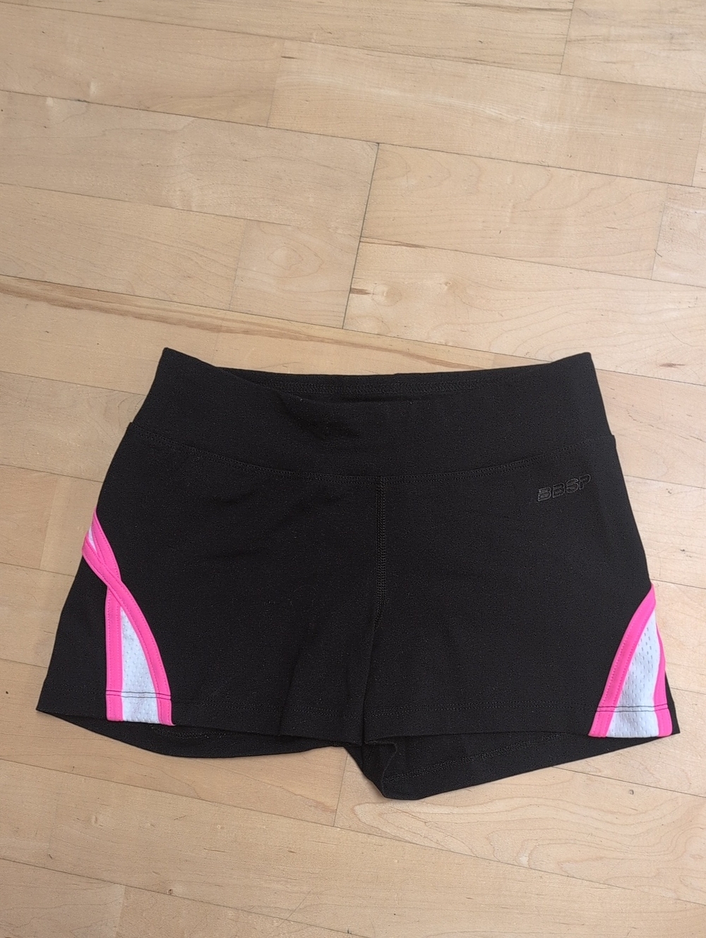 Bebe Sport Color Block Athletic Shorts Black & Pink Small